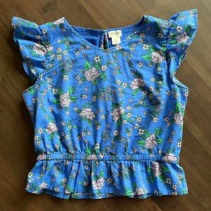 Crewcuts floral flutter sleeve peplum top girls size 12